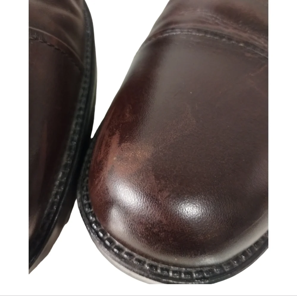 Chaps Lace Up Loafers Mens Size 10.5‎ Brown Leather Cap Toe Casual Career Shoes